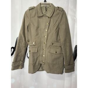 Y2K Asymmetrical Cargo‎ Jacket Knit Military Mid Length Lined Small Whimsigoth
